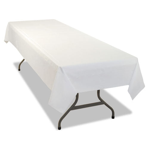 Image of Tablemate® 549WHCT Table Set Rectangular Table Covers, Heavyweight Plastic, 54" X 108", White, 24/carton