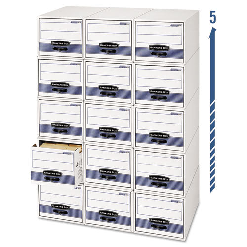 Image of Bankers Box® 00312 Stor/drawer Steel Plus Extra Space-Savings Storage Drawers, Legal Files, 17" X 25.5" X 11.5", White/blue, 6/carton