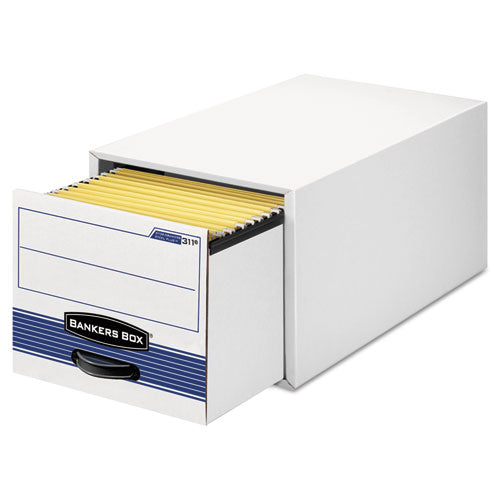 Image of Bankers Box® 00312 Stor/drawer Steel Plus Extra Space-Savings Storage Drawers, Legal Files, 17" X 25.5" X 11.5", White/blue, 6/carton