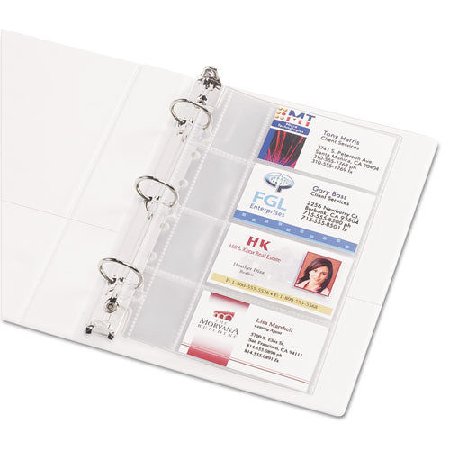 Image of Avery® 76025 Business Card Binder Pages, For 2 X 3.5 Cards, Clear, 8 Cards/sheet, 5 Pages/pack