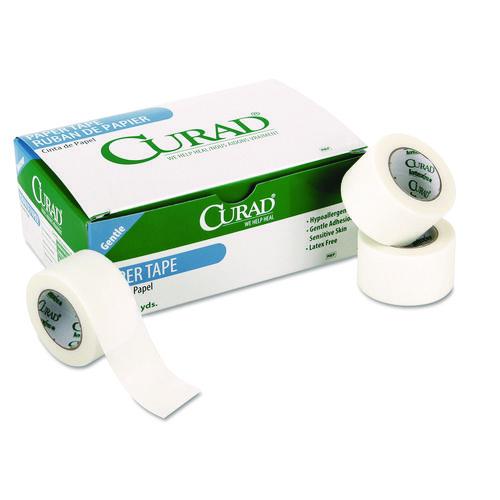 Image of Curad® NON270002 Paper Adhesive Tape, Medium-Duty, Acrylic/Paper, 2" x 10 yds, White, 6/Pack