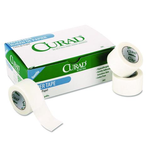 Image of Curad® NON270001 Paper Adhesive Tape, Medium-Duty, Acrylic/Paper, 1" x 10 yds, White, 12/Pack