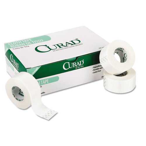 Image of Curad® NON270102 First Aid Cloth Silk Tape, Heavy-Duty, Acrylic/Silk, 2" x 10 yds, White, 6/Pack