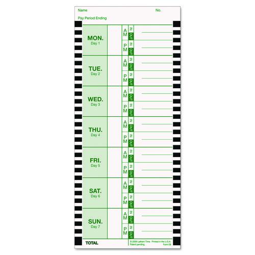 Image of Lathem® Time E8100 Time Clock Cards For Lathem Time 800p, One Side, 4 X 9, 100/pack