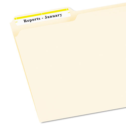 Image of Avery® 05966 Permanent TrueBlock File Folder Labels with Sure Feed Technology, 0.66 x 3.44, Yellow/White, 30/Sheet, 50 Sheets/Box