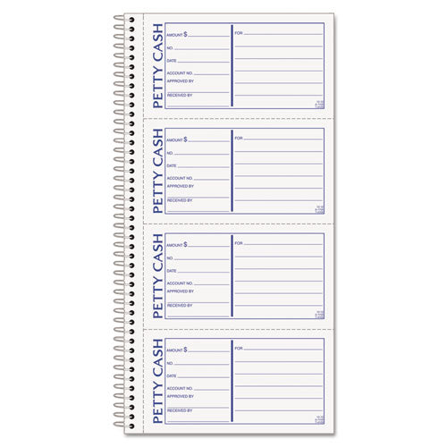 Image of TOPS 4109 Petty Cash Receipt Book, Two-Part Carbonless, 5 x 2.75, 4 Forms/Sheet, 200 Forms Total