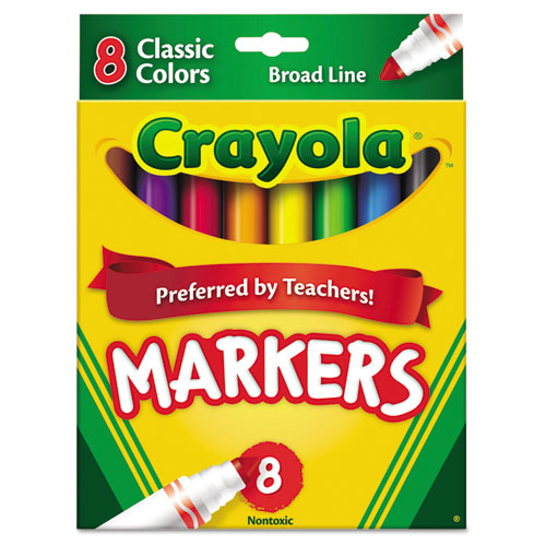 Image of Crayola® 587708 Non-Washable Marker, Broad Bullet Tip, Assorted Classic Colors, 8/pack