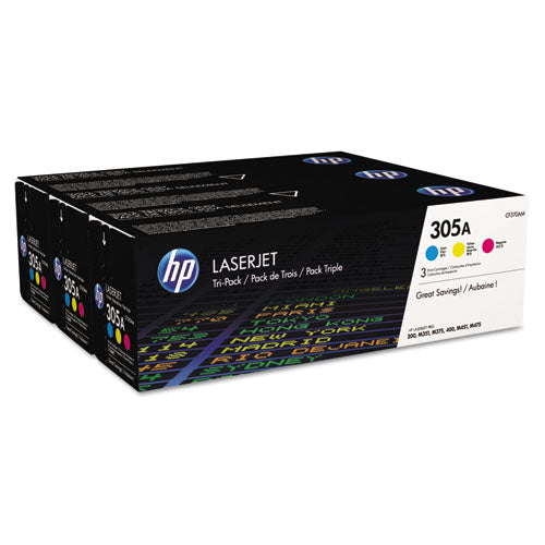 Image of HP CF370AM HP 305a, (cf370a-M) 3-Pack Cyan/magenta/yellow Original Laserjet Toner Cartridges