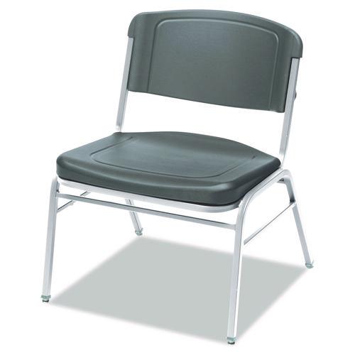 Image of Iceberg 64127 Rough n Ready Wide-Format Big and Tall Stack Chair, Supports 500 lb, 18.5" Seat Height, Charcoal Seat/Back, Silver Base, 4/CT