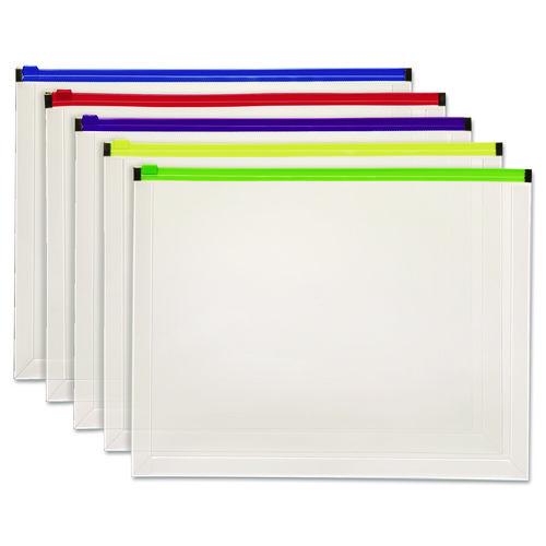 Image of Pendaflex® 85292 Poly Zip Envelope, Zipper Closure, 10 x 13, Assorted Colors, 5/Pack