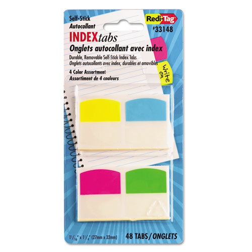 Image of Redi-Tag® B33148 Write-On Index Tabs, 1/5-Cut, Assorted Colors, 1.06" Wide, 48/Pack