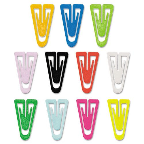 Image of GEM® PC0300 Plastic Paper Clips, Medium, Smooth, Assorted Colors, 500/Box