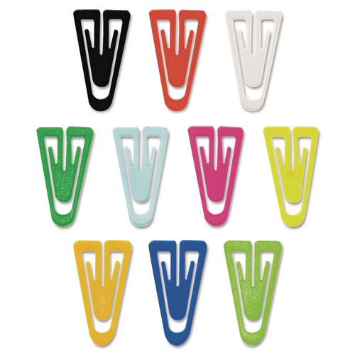 Image of GEM® GEMPC0600 Plastic Paper Clips, Large, Smooth, Assorted Colors, 200/Box