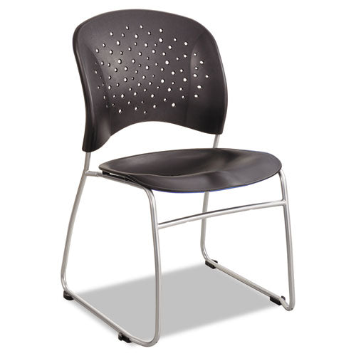 Image of Safco® 6804BL Reve Guest Chair with Sled Base, 19.75" x 23.5" x 33.5", Black Seat, Black Back, Silver Base, 2/Carton