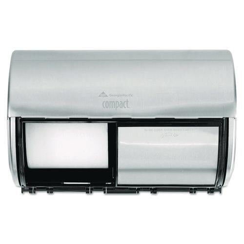 Image of Georgia Pacific® Professional 56798 Compact Coreless Side-by-Side Double Roll Tissue Dispenser, 10.13 x 6.75 x 7.13, Stainless Steel