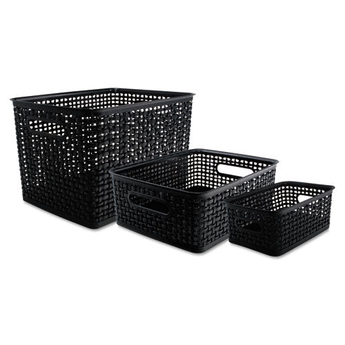 Image of Advantus 40329 Weave Bins, 13.63 X 10.75 X 9, Black, 3/pack