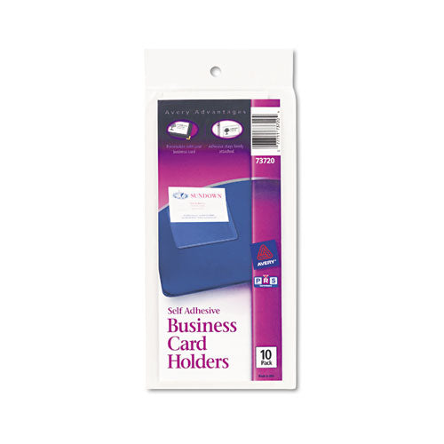 Image of Avery® 73720 Self-Adhesive Top-Load Business Card Holders, Top Load, 3.5 x 2, Clear, 10/Pack