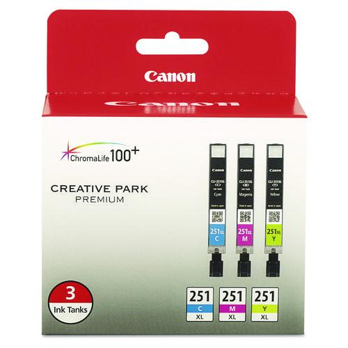 Image of Canon® 6449B009 6449b009 (cli-251xl) Chromalife100+ High-Yield Ink, 695 Page-Yield, Cyan/magenta/yellow
