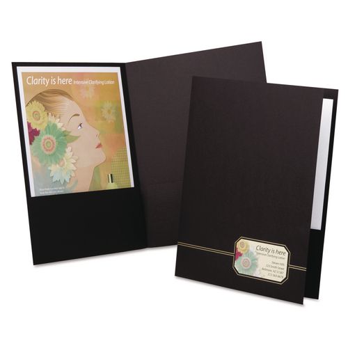 Image of Oxford 04161EE Monogram Executive Twin Pocket Folders, Accommodates (80) 11 x 8.5 Sheets, Black/Gold, 4/Pack