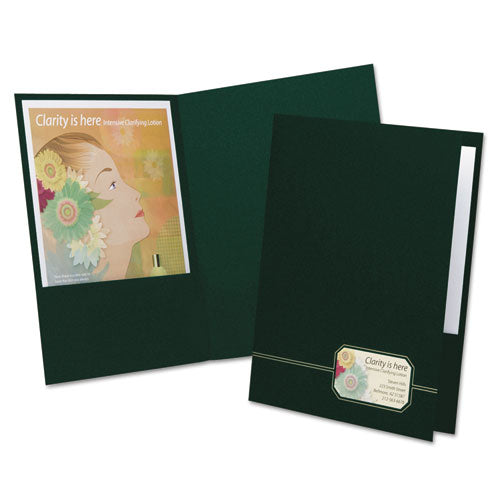 Image of Oxford 04164 Monogram Executive Twin Pocket Folders, Accommodates (100) 11 x 8.5 Sheets, Green/Gold, 4/Pack