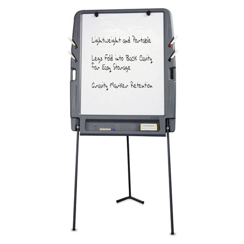 Image of Iceberg 30227 Ingenuity Portable Flipchart Easel with Dry Erase Surface, 35" x 30", White Surface, Charcoal Gray Polyethylene Frame