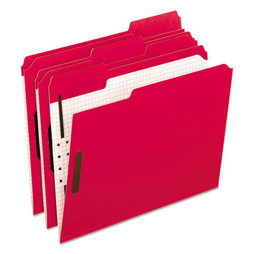 Image of Pendaflex® 21319 Colored Classification Folders, 1/3-Cut Tab: Assorted, 2 Embossed Fasteners, Letter Size, Red, 50/Box