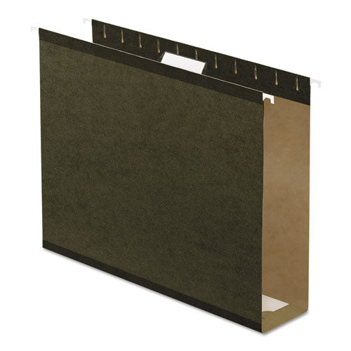 Image of Pendaflex® 04152X3 Extra Capacity Reinforced Hanging File Folders with Box Bottom, 3" Capacity, Letter Size, 1/5-Cut Tabs, Green, 25/Box