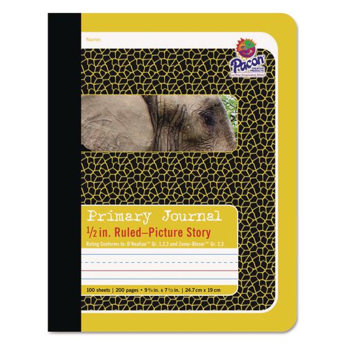 Image of Pacon® P2426 Primary Picture Story Book, D'Nealian 1-3, Zaner-Bloser 2, Manuscript Rule (1/2"), Yellow/Black Cover,(100) 9.75 x 7.5 Sheets