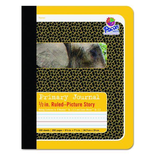 Image of Pacon® Primary Picture Story Book, D'Nealian 1-3, Zaner-Bloser 2, Manuscript Rule (1/2"), Yellow/Black Cover,(100) 9.75 x 7.5 Sheets