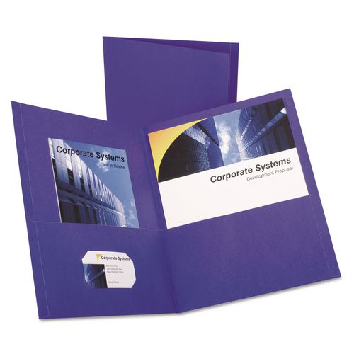 Image of Oxford Twin-Pocket Folder, Embossed Leather Grain Paper, 0.5" Capacity, 11 X 8.5, Purple, 25/box