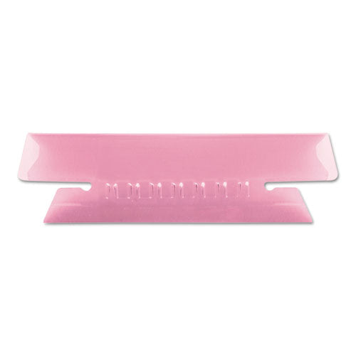 Image of Pendaflex® 43 1/2 PIN Transparent Colored Tabs For Hanging File Folders, 1/3-Cut, Pink, 3.5" Wide, 25/Pack