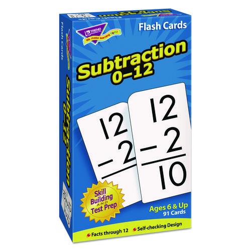 Image of TREND® T53103 Skill Drill Flash Cards, Subtraction 0 to 12, Grades 1 to 5, 3" x 6", Black and White, 91/Pack