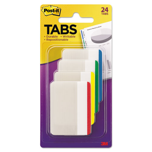 Image of Post-it® Tabs 686F-1 Lined Tabs, 1/5-Cut, Assorted Colors, 2" Wide, 24/Pack