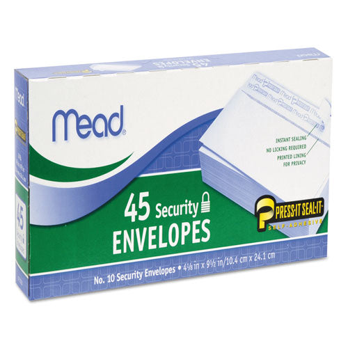 Image of Mead® 75026 Press-it Seal-it Self-Adhesive Security Envelope, #10, Monarch Flap, Self-Adhesive Closure, 4.25 x 9.13, White, 45/Box