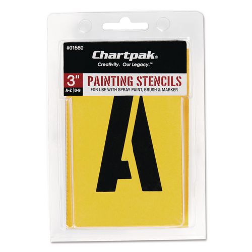 Image of Chartpak® 01560 Professionial Lettering Stencils, Painting Stencil Set, A-Z Set/0-9, 3", Manila, 35/set