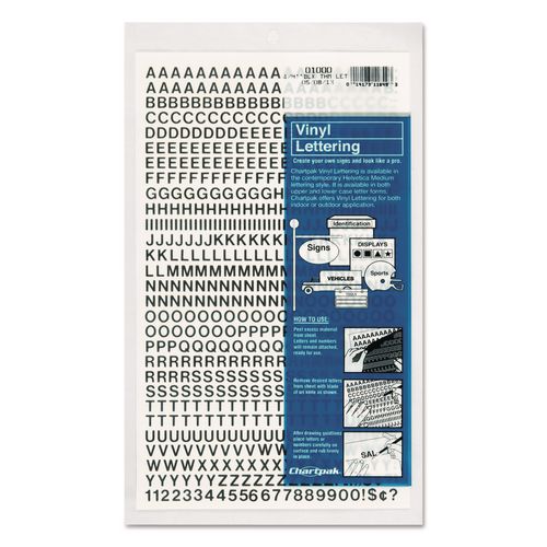 Image of ChartpakÂ® Press-On Vinyl Self-Adhesive Numbers and Uppercase Letters, 0.25" Tall, Black Characters, 610/Pack