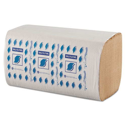 Image of GEN GENSF5001K Single-Fold Paper Towels, 1-Ply, 9 x 9.25, Kraft, 334/Pack, 12 Packs/Carton