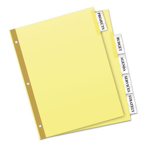 Image of Avery® 11110 Insertable Big Tab Dividers, 5-Tab, Double-Sided Gold Edge Reinforcing, 11 x 8.5, Buff, Clear Tabs, 1 Set