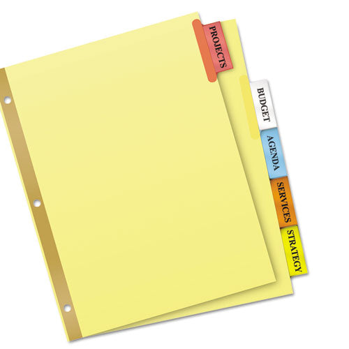 Image of Avery® 11109 Insertable Big Tab Dividers, 5-Tab, Double-Sided Gold Edge Reinforcing, 11 x 8.5, Buff, Assorted Tabs, 1 Set