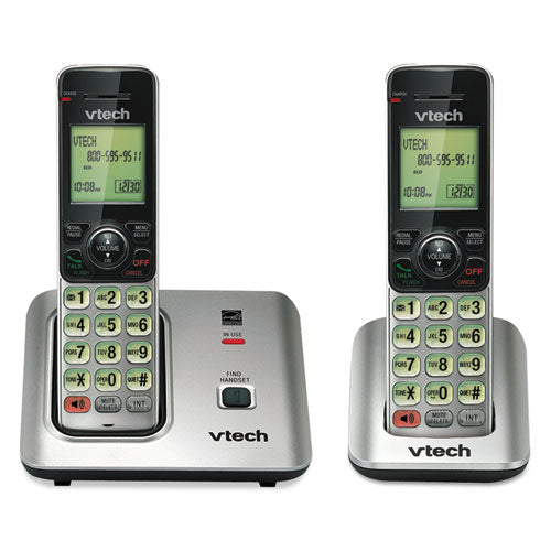 Image of Vtech® CS66192 CS6619-2 Cordless Phone System, Base and 1 Additional Handset, Black/Silver