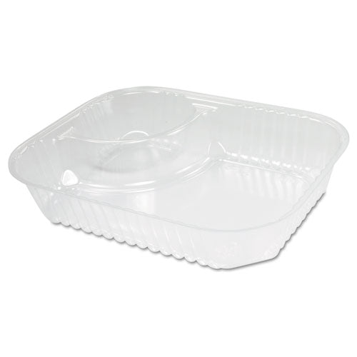 Image of Dart® C68NT2 ClearPac Large Nacho Tray, 2 Compartments, 3.3 oz, 6.2 x 6.2 x 1.6, Clear, Plastic, 500/Carton