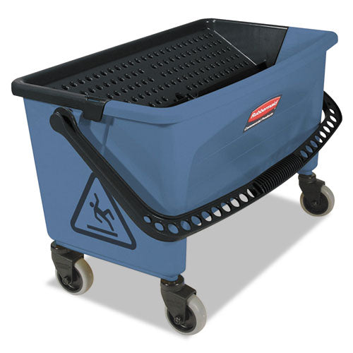 Image of Rubbermaid® Commercial FGQ93000BLUE Microfiber Finish Bucket, with Lid, 3 gal, Blue