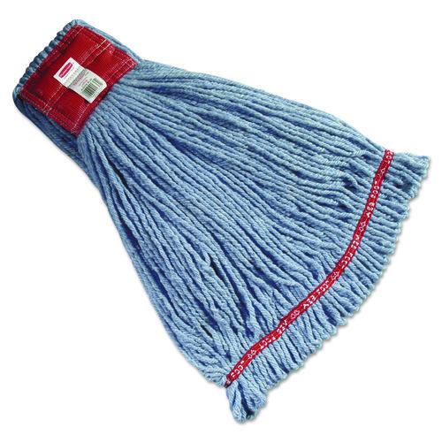 Image of Rubbermaid® Commercial FGA25306BL00 Web Foot Wet Mop Heads, Shrinkless, Cotton/Synthetic, Large, Blue