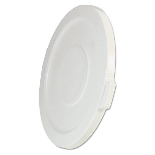 Image of Rubbermaid® Commercial FG263100WHT BRUTE Self-Draining Flat Top Lids for 32 gal Round BRUTE Containers, 22.25" Diameter, White