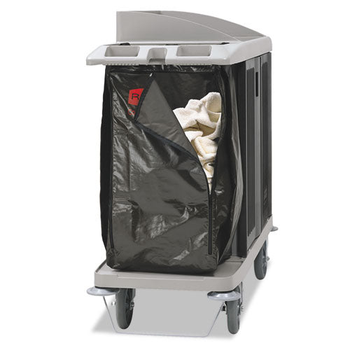 Image of Rubbermaid® Commercial 1966885 Zippered Vinyl Cleaning Cart Bag for Rubbermaid Commercial 6189, 6190, 6191, 6192, 9T19, 25 gal, 17" x 10.5" x 33", Brown
