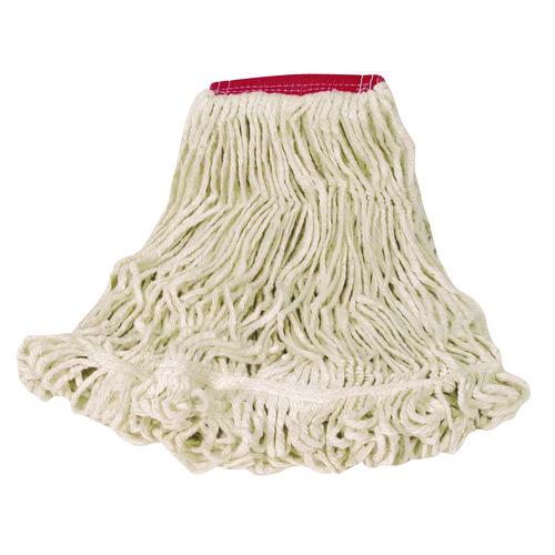 Image of Rubbermaid® Commercial FGD25306WH00 Super Stitch Looped-End Wet Mop Head, Cotton/synthetic, Large Size, Red/white