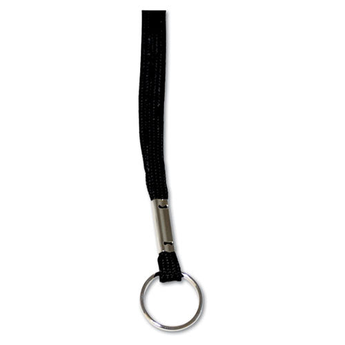 Image of Advantus 75423 Deluxe Lanyards, Metal Ring Fastener, 36" Long, Black, 24/Box