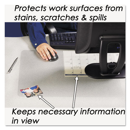 Image of Artistic® 60-8-0MS KrystalView Desk Pad with Antimicrobial Protection, Glossy Finish, 38" x 24", Clear