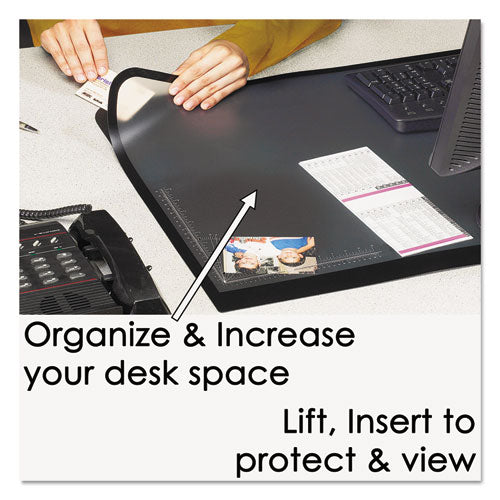 Image of ArtisticÂ® Desk Pad with Transparent Lift-Top Overlay and Antimicrobial Protection, 31" x 20", Black Pad, Transparent Frost Overlay