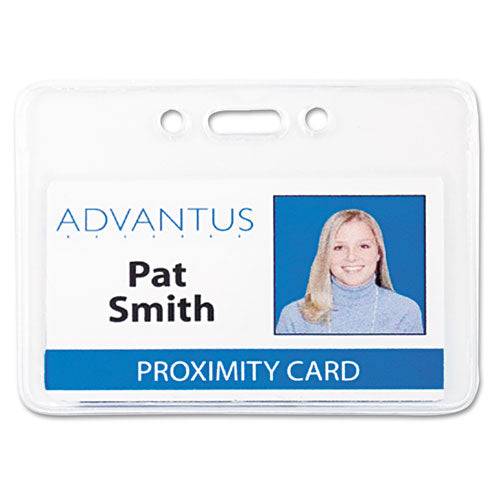 Image of Advantus 75450 Proximity ID Badge Holders, Horizontal, Clear 3.75" x 3" Holder, 3.5" x 2.25" Insert, 50/Pack